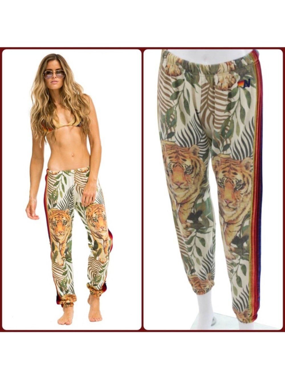 Aviator Nation Tropical Tiger Print Jogger Pants
